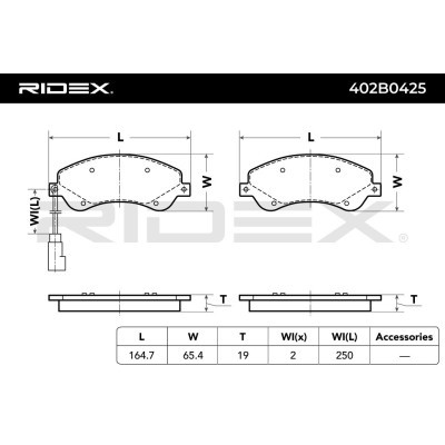 Bremsbeläge Satz RIDEX 402B0425 402B0425 - foto 8