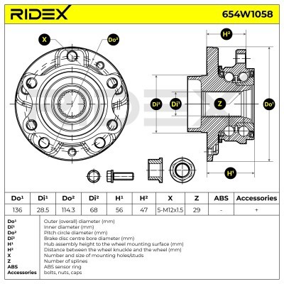 Radlager RIDEX 654W1058 654W1058 - foto 6