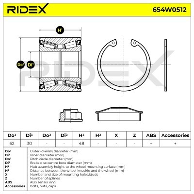 Radlager RIDEX 654W0512 654W0512 - foto 5