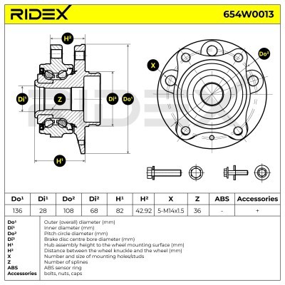 Radlager RIDEX 654W0013 654W0013 - foto 2