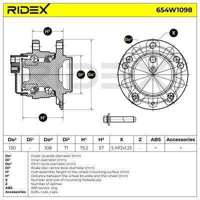 Radlagersatz RIDEX 654W1098 654W1098 - foto 6
