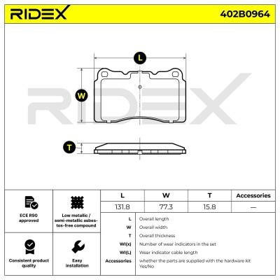 Bremsbeläge Satz RIDEX 402B0964 402B0964 - foto 4
