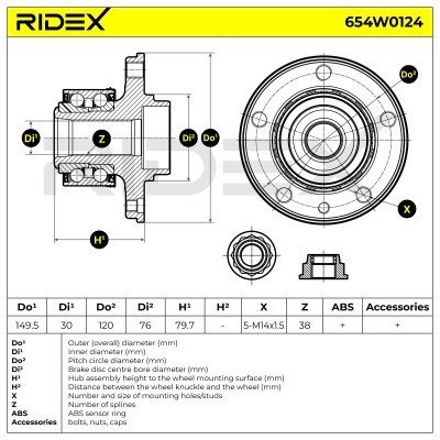 Radlager RIDEX 654W0124 654W0124 - foto 5