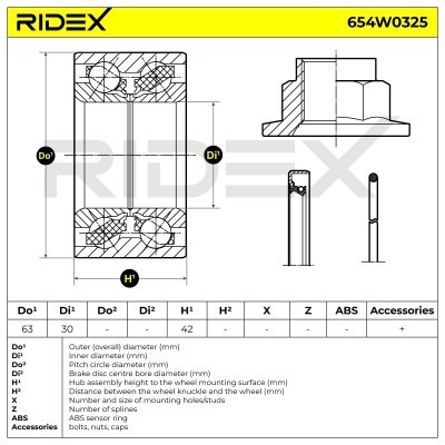 Radlager RIDEX 654W0325 654W0325 - foto 7