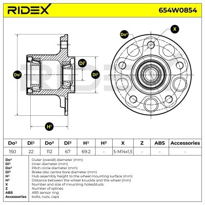 Radlager RIDEX 654W0854 654W0854 - foto 6