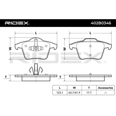 Bremsbeläge Satz RIDEX 402B0346 402B0346 - foto 8