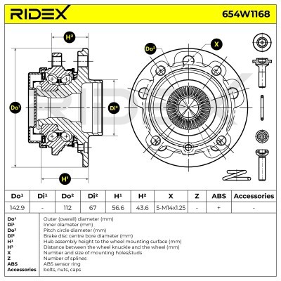 Radlager RIDEX 654W1168 654W1168 - foto 6