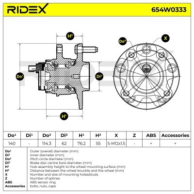 Radlagersatz RIDEX 654W0333 654W0333 - foto 7