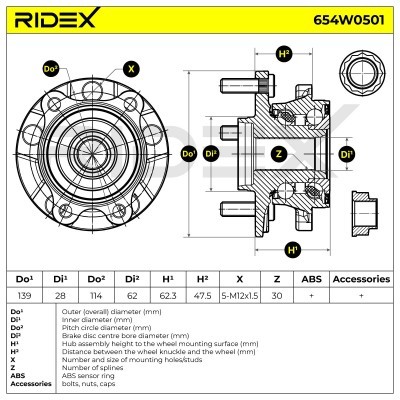 Radlager RIDEX 654W0501 654W0501 - foto 3