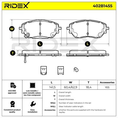 Bremsbeläge Satz RIDEX 402B1455 402B1455 - foto 9