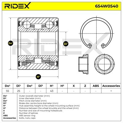 Radlager RIDEX 654W0540 654W0540 - foto 2
