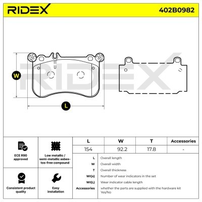 Bremsbeläge Satz RIDEX 402B0982 402B0982 - foto 7