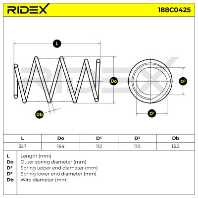 Fahrwerksfeder RIDEX 188C0425 188C0425 - foto 3