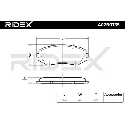 Bremsbeläge Satz RIDEX 402B0735 402B0735 - foto 8