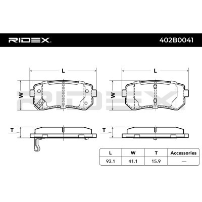 Bremsbeläge Satz RIDEX 402B0041 402B0041 - foto 3