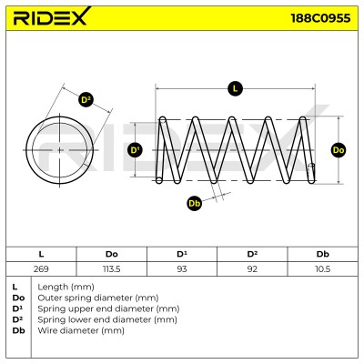 Fahrwerksfeder RIDEX 188C0955 188C0955 - foto 4