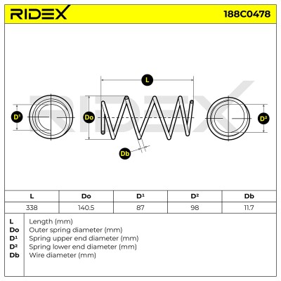 Fahrwerksfeder RIDEX 188C0478 188C0478 - foto 4