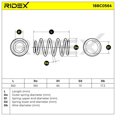 Fahrwerksfeder RIDEX 188C0564 188C0564 - foto 5