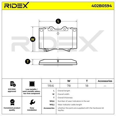 Bremsbeläge Satz RIDEX 402B0594 402B0594 - foto 4
