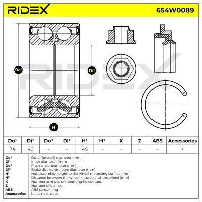 Radlager RIDEX 654W0089 654W0089 - foto 3
