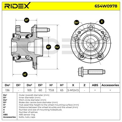 Radlager RIDEX 654W0978 654W0978 - foto 9