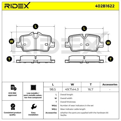 Bremsbeläge Satz RIDEX 402B1622 402B1622 - foto 6