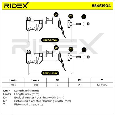 Stoßdämpfer RIDEX 854S1904 854S1904 - foto 5