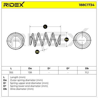 Fahrwerksfeder RIDEX 188C1734 188C1734 - foto 4