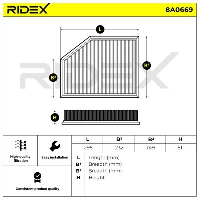 Luftfilter RIDEX 8A0669 8A0669 - foto 6
