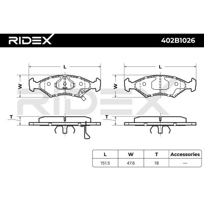 Bremsbeläge Satz RIDEX 402B1026 402B1026 - foto 7