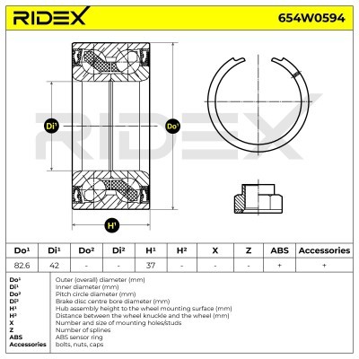 Radlager RIDEX 654W0594 654W0594 - foto 3
