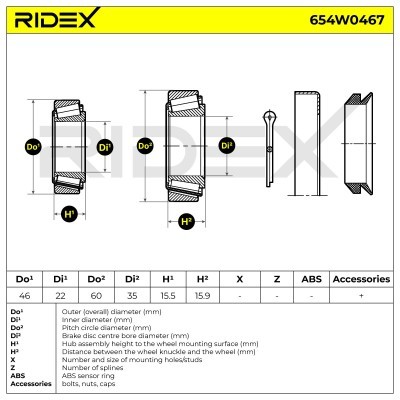 Radlager RIDEX 654W0467 654W0467 - foto 5