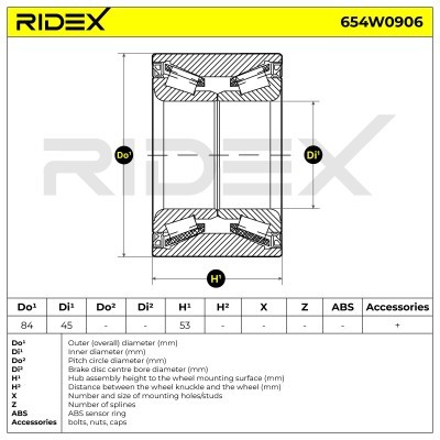 Radlager RIDEX 654W0906 654W0906 - foto 8