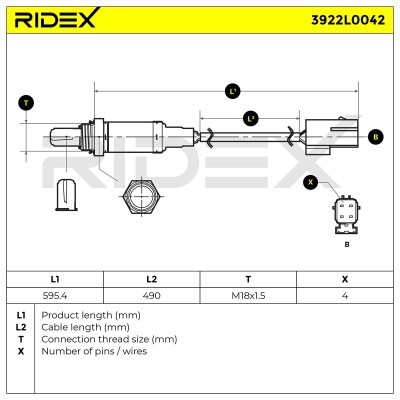 Lambdasonde RIDEX 3922L0042 3922L0042 - foto 6