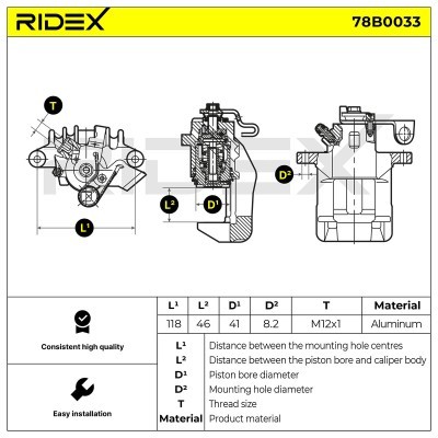 Bremssattel RIDEX 78B0033 78B0033 - foto 5
