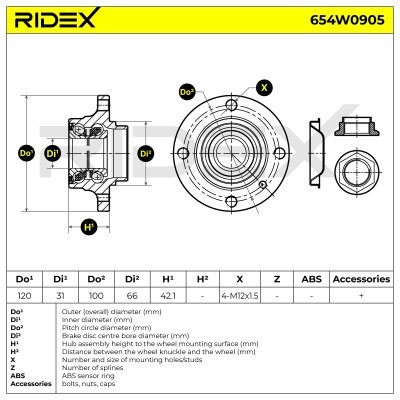 Radlager RIDEX 654W0905 654W0905 - foto 6