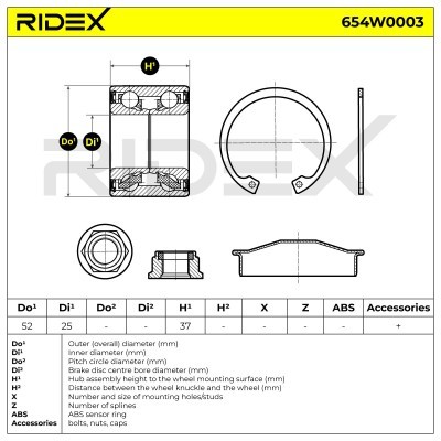 Radlager RIDEX 654W0003 654W0003 - foto 2