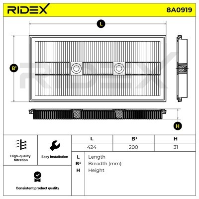 Luftfilter RIDEX 8A0919 8A0919 - foto 6