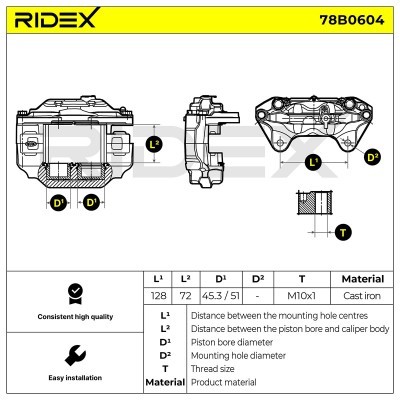 Bremssattel RIDEX 78B0604 78B0604 - foto 6