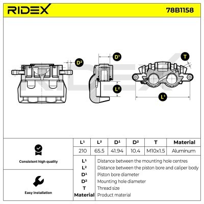 Bremssattel RIDEX 78B1158 78B1158 - foto 4