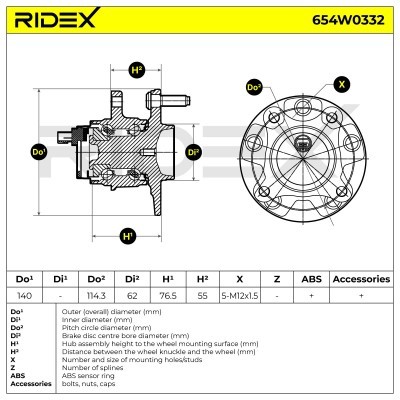 Radlager RIDEX 654W0332 654W0332 - foto 8