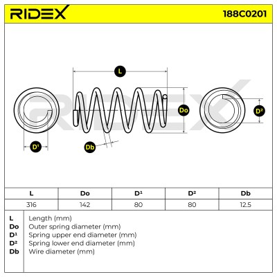 Fahrwerksfeder RIDEX 188C0201 188C0201 - foto 4