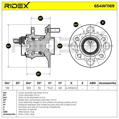 Radlager RIDEX 654W1169 654W1169 - foto 7