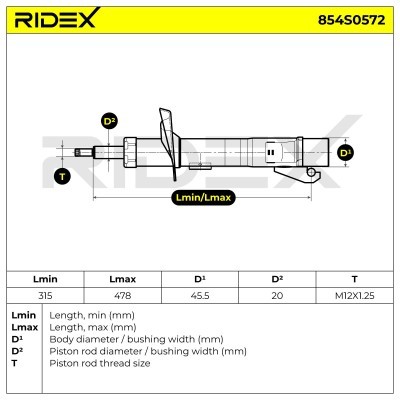 Stoßdämpfer RIDEX 854S0572 854S0572 - foto 8