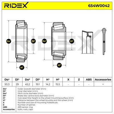 Radlager RIDEX 654W0042 654W0042 - foto 3