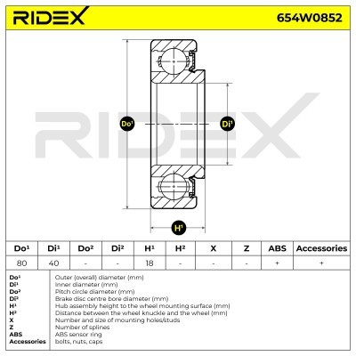 Radlager RIDEX 654W0852 654W0852 - foto 6