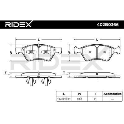 Bremsbeläge Satz RIDEX 402B0366 402B0366 - foto 7