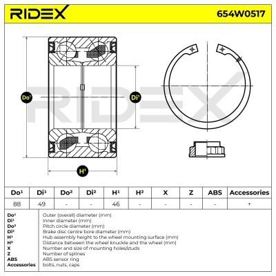 Radlager RIDEX 654W0517 654W0517 - foto 7