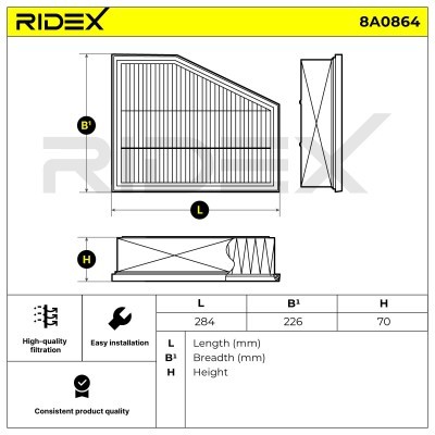 Luftfilter RIDEX 8A0864 8A0864 - foto 3