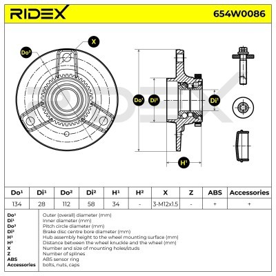 Radlager RIDEX 654W0086 654W0086 - foto 7